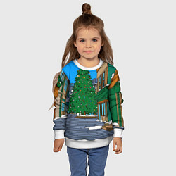 Свитшот детский Мультяшный новогодний двор, цвет: 3D-белый — фото 2