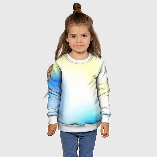 Детский свитшот Color yellow blue white / 3D-Белый – фото 4