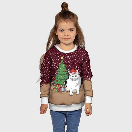 Детский свитшот Кот Бендер и ёлка / 3D-Белый – фото 4