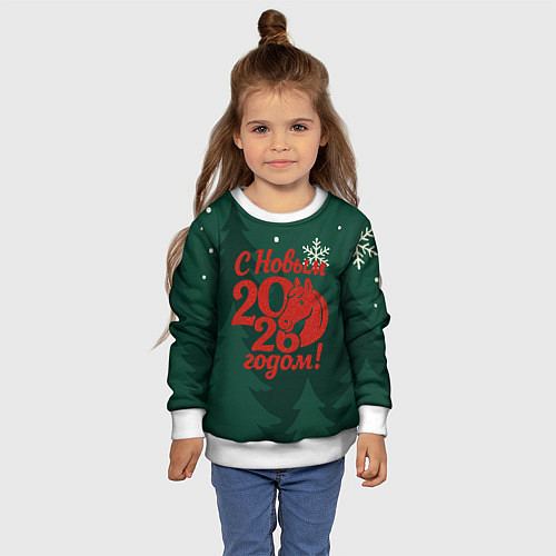 Детский свитшот С новым 2026 годом - красная надпись / 3D-Белый – фото 4
