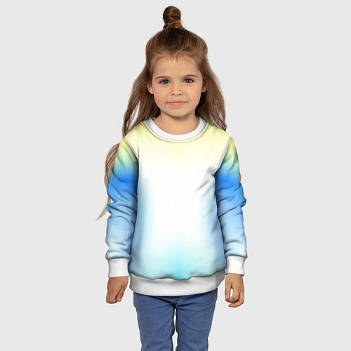Детский свитшот Color yellow blue white / 3D-Белый – фото 4