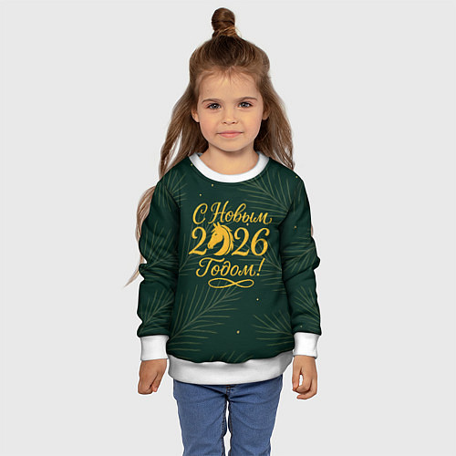 Детский свитшот С новым 2026 годом золотистая надпись / 3D-Белый – фото 4