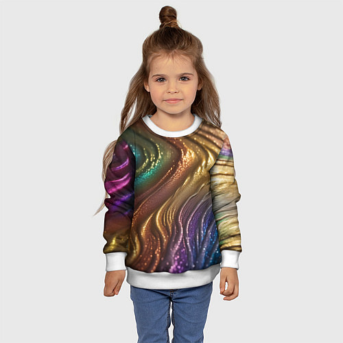 Детский свитшот Сморщенные складочки жидкости / 3D-Белый – фото 4