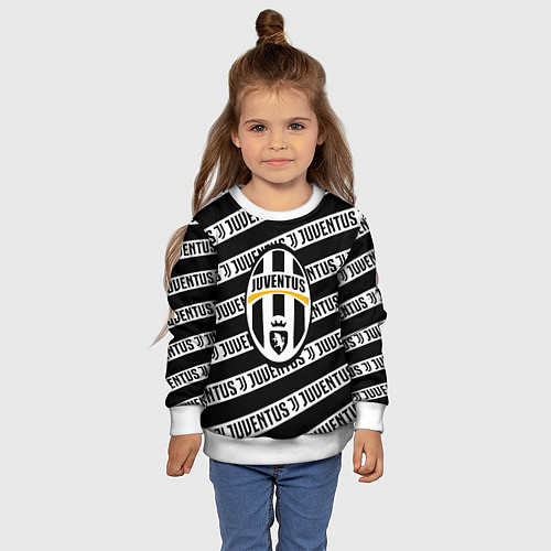 Детский свитшот Ювентус полосы линии спорт / 3D-Белый – фото 4