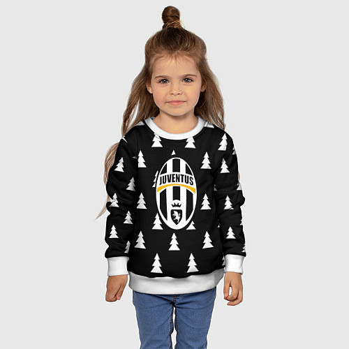 Детский свитшот Ювентус ёлочки паттерн / 3D-Белый – фото 4