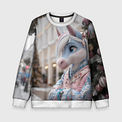 Детский свитшот Новогодняя лошадка у елки