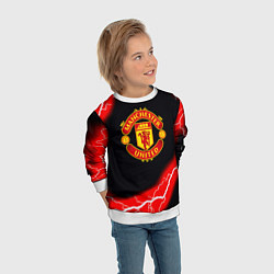 Свитшот детский Манчестер Юнайтед шторм молнии, цвет: 3D-белый — фото 2
