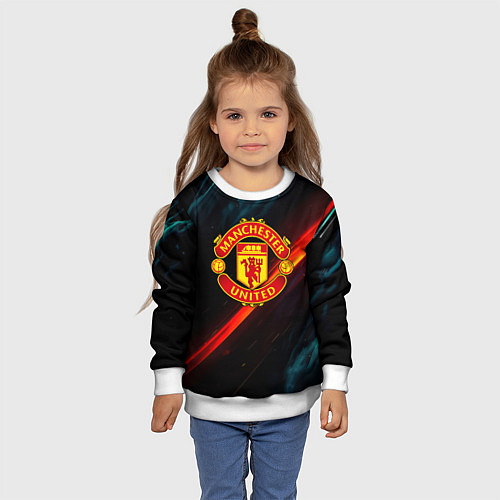 Детский свитшот Манчестер Юнайтед абстракция / 3D-Белый – фото 4