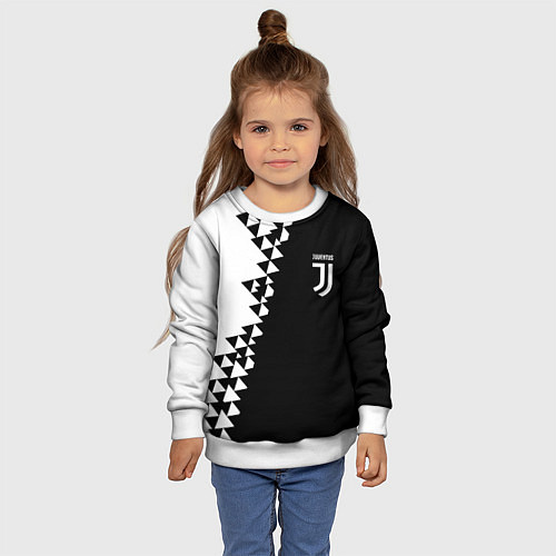 Детский свитшот Juventus черно белая геометрия текстура / 3D-Белый – фото 4