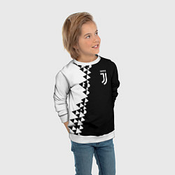 Свитшот детский Juventus черно белая геометрия текстура, цвет: 3D-белый — фото 2