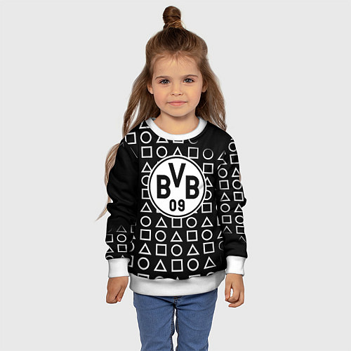 Детский свитшот Borussia геометрия черно белая / 3D-Белый – фото 4