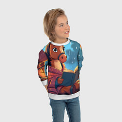 Свитшот детский Лошадка уютным вечером, цвет: 3D-белый — фото 2