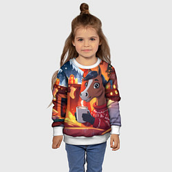 Свитшот детский Лошадка зимним вечером, цвет: 3D-белый — фото 2