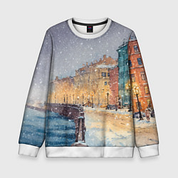 Свитшот детский Санкт-Петербург - снегопад, цвет: 3D-белый