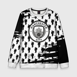 Свитшот детский Манчестер сити краски люди, цвет: 3D-белый