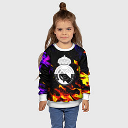 Свитшот детский Реал Мадрид огонь текстура, цвет: 3D-белый — фото 2