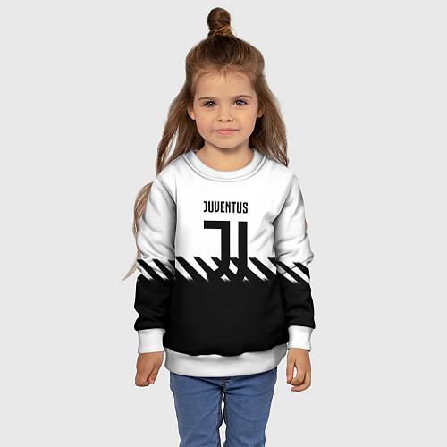 Детский свитшот Ювентус полосы геометрия линии / 3D-Белый – фото 4