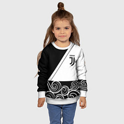 Свитшот детский Ювентус геометрия полосы текстура, цвет: 3D-белый — фото 2