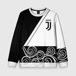 Свитшот детский Ювентус геометрия полосы текстура, цвет: 3D-белый