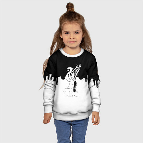 Детский свитшот Ливерпуль разводы красок / 3D-Белый – фото 4