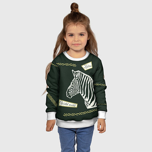 Детский свитшот Зебра-коллаж / 3D-Белый – фото 4
