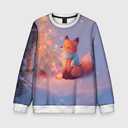 Свитшот детский Лисичка Новый год, цвет: 3D-белый