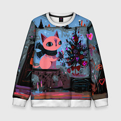 Детский свитшот Кошка празднует Новый год