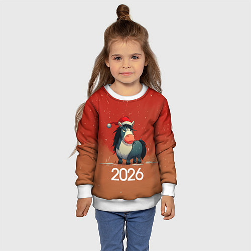 Детский свитшот Новый год - лошадка 2026 / 3D-Белый – фото 4