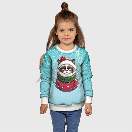 Детский свитшот Новогодний мурлыка / 3D-Белый – фото 4