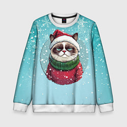Свитшот детский Новогодний мурлыка, цвет: 3D-белый
