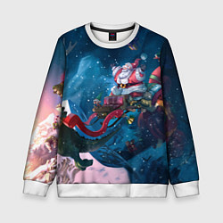 Свитшот детский Санта с динозавром, цвет: 3D-белый