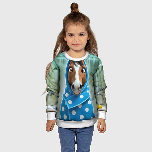 Детский свитшот Конь в полотенце / 3D-Белый – фото 4