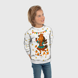 Свитшот детский Якутская лошадь празднует Новый год, цвет: 3D-белый — фото 2
