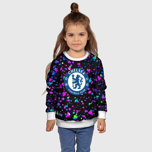 Детский свитшот Челси неоновые краски / 3D-Белый – фото 4