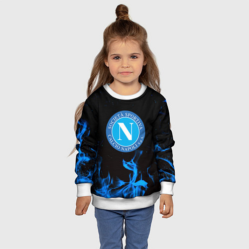 Детский свитшот Наполи синий огонь / 3D-Белый – фото 4