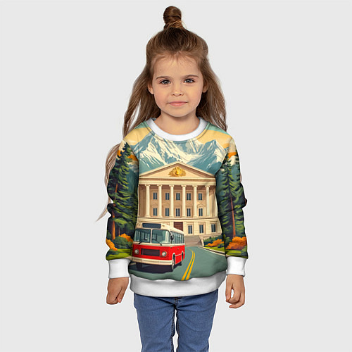 Детский свитшот Классика у подножия гор / 3D-Белый – фото 4