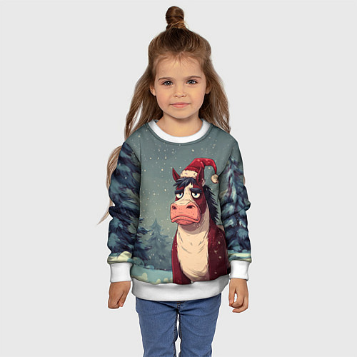 Детский свитшот Уставшая лошадь / 3D-Белый – фото 4