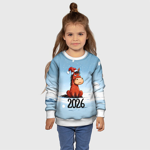 Детский свитшот Сердитая лошадка 2026 / 3D-Белый – фото 4
