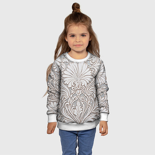 Детский свитшот Вензельные цветы / 3D-Белый – фото 4