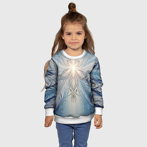 Детский свитшот Ледяной перьевой орнамент со светом / 3D-Белый – фото 4
