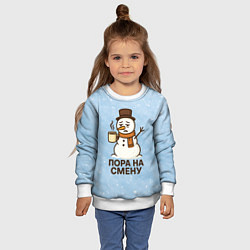 Свитшот детский Грустный снеговик - пора на смену, цвет: 3D-белый — фото 2