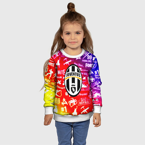 Детский свитшот Фортнайт ювентус градиент / 3D-Белый – фото 4