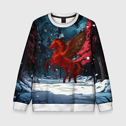 Свитшот детский Огненная лошадь с крыльями, цвет: 3D-белый