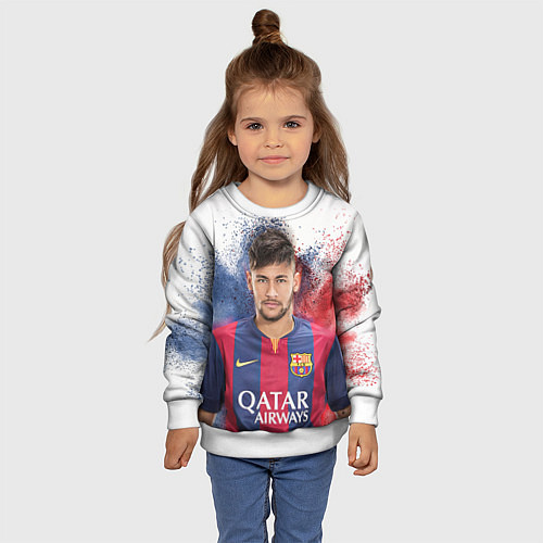 Детский свитшот Neymar FCB / 3D-Белый – фото 4