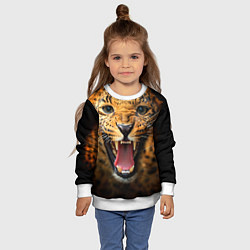 Свитшот детский Рык леопарда, цвет: 3D-белый — фото 2