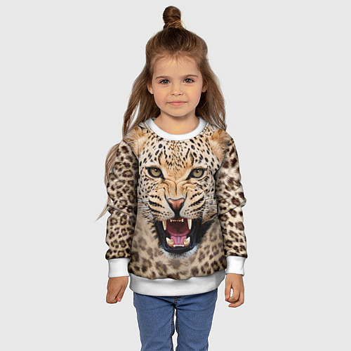 Детский свитшот Взгляд леопарда / 3D-Белый – фото 4