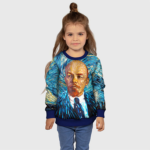 Детский свитшот Ленин Ван Гога / 3D-Синий – фото 4