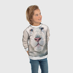 Свитшот детский Взгляд белого льва, цвет: 3D-белый — фото 2