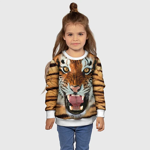 Детский свитшот Взгляд тигра / 3D-Белый – фото 4