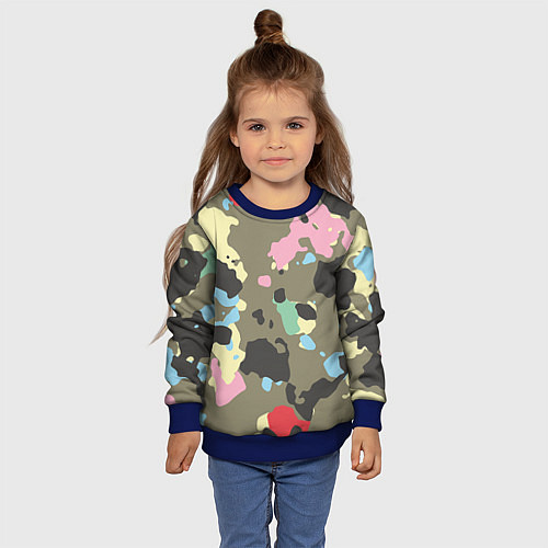 Детский свитшот Камуфляж: микс цветов / 3D-Синий – фото 4